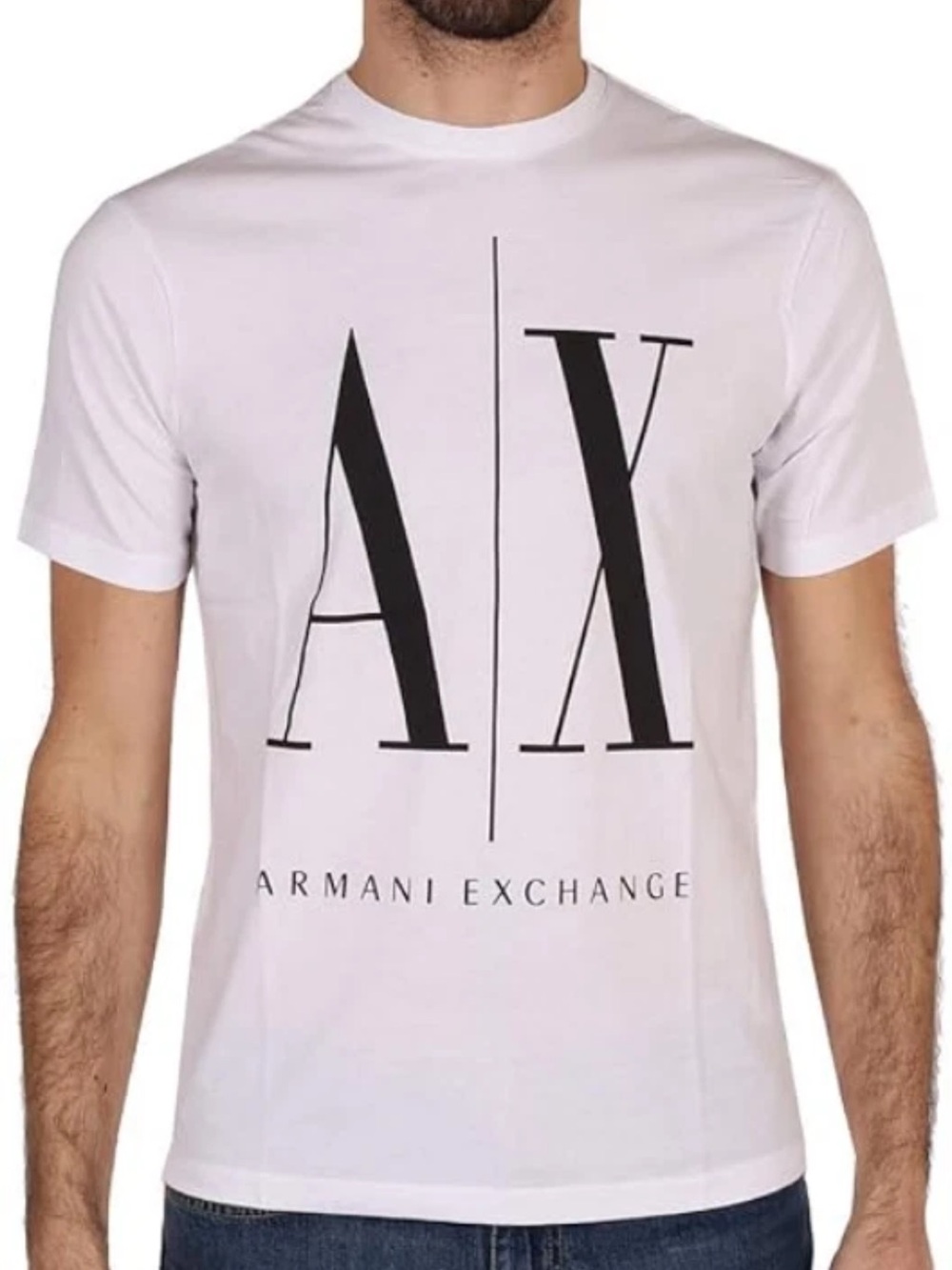 Armani Exchange White Short Sleeve Tee with Black AX Logo